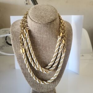 BCBGMaxAzria Gold and White Layered Necklace